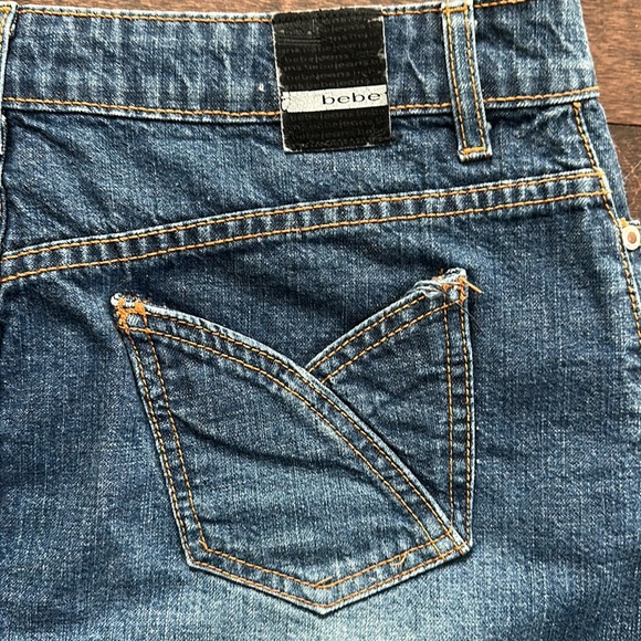 Bebe Y2K Tulip Pocket Denim Mini Skirt Vintage S - Picture 3 of 9